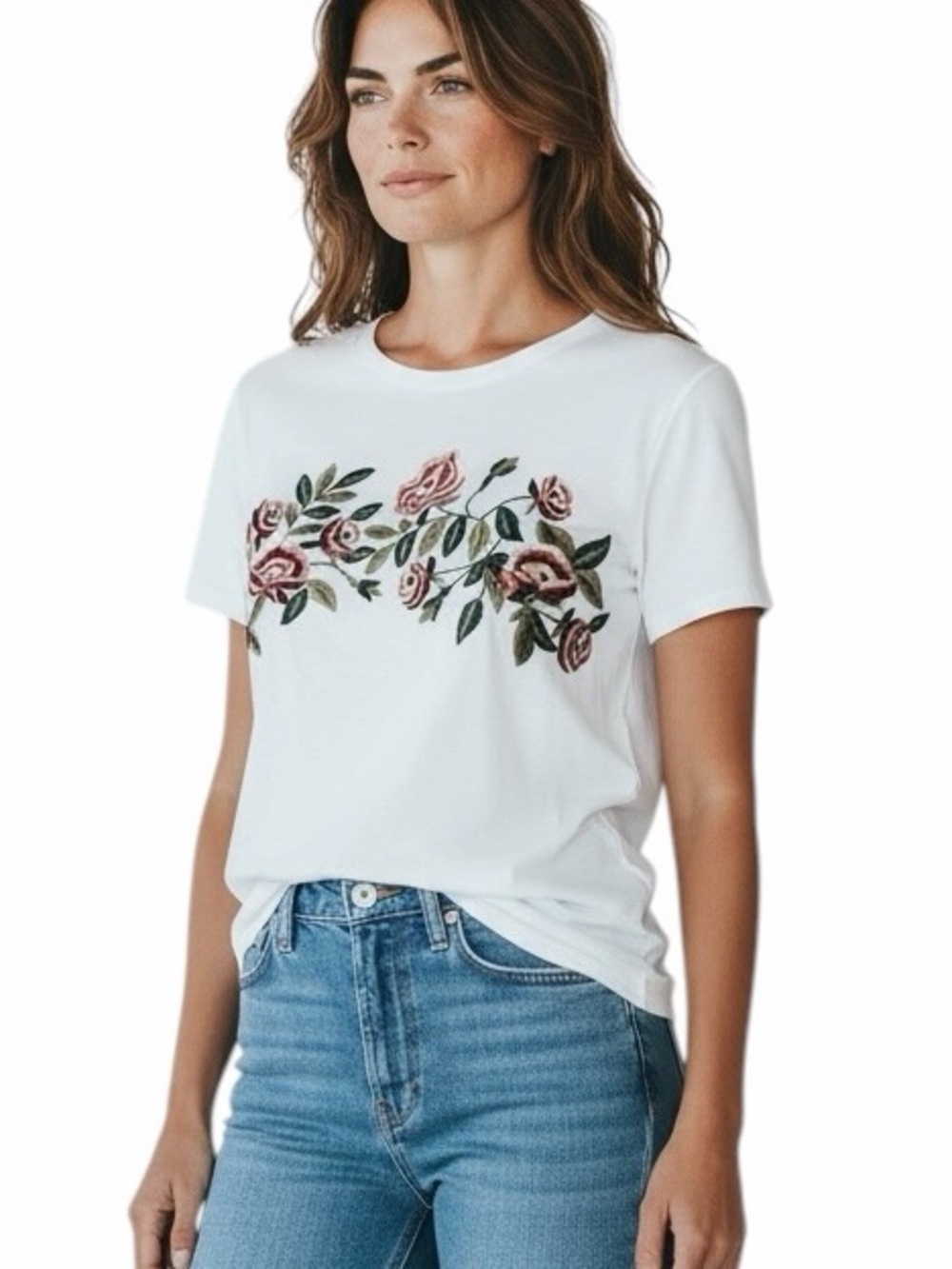 NWT🌺Lucky Brand•Lightweight Embroidered Tee